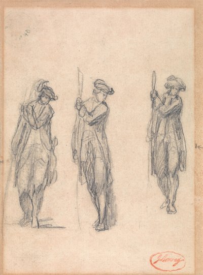 Three Sketches of a Man in Uniform by George Romney